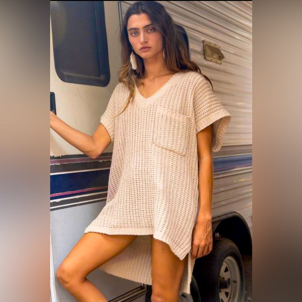 Short Sleeve Chenille Sweater